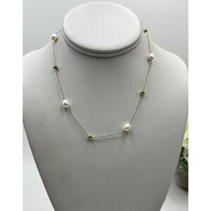 Olivia Burton Paris By The Sea White Pearl Gold Plated Thin Elegant Necklace New